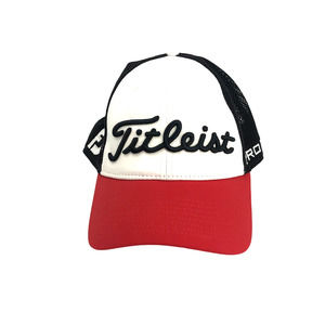 Titleist Mens Tour Performance Mesh Legacy Golf Hat Black, white, red